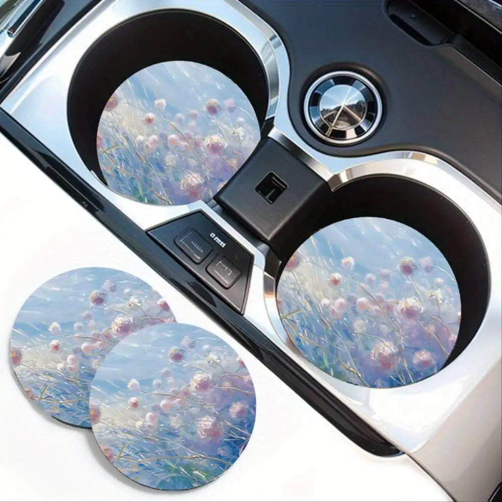 Lakeside Dandelion Print Car Cup Holder Coasters Auto Interior Accessories