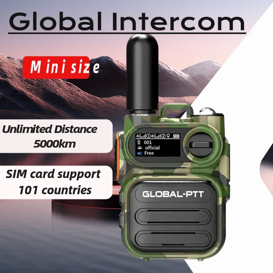 Handheld 2-Way Mini Walkie-talkie with Flashlight, Unlimited Distance of 5000 km, Global Public Network, 4G