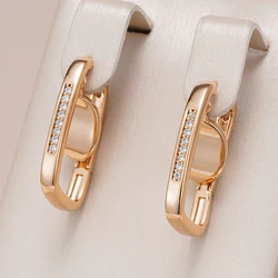 Kinel New Trendy 585 Rose Gold Color Hoop Earrings For Women Luxury Natural Zircon Accessories Vintage Bride Wedding Jewelry