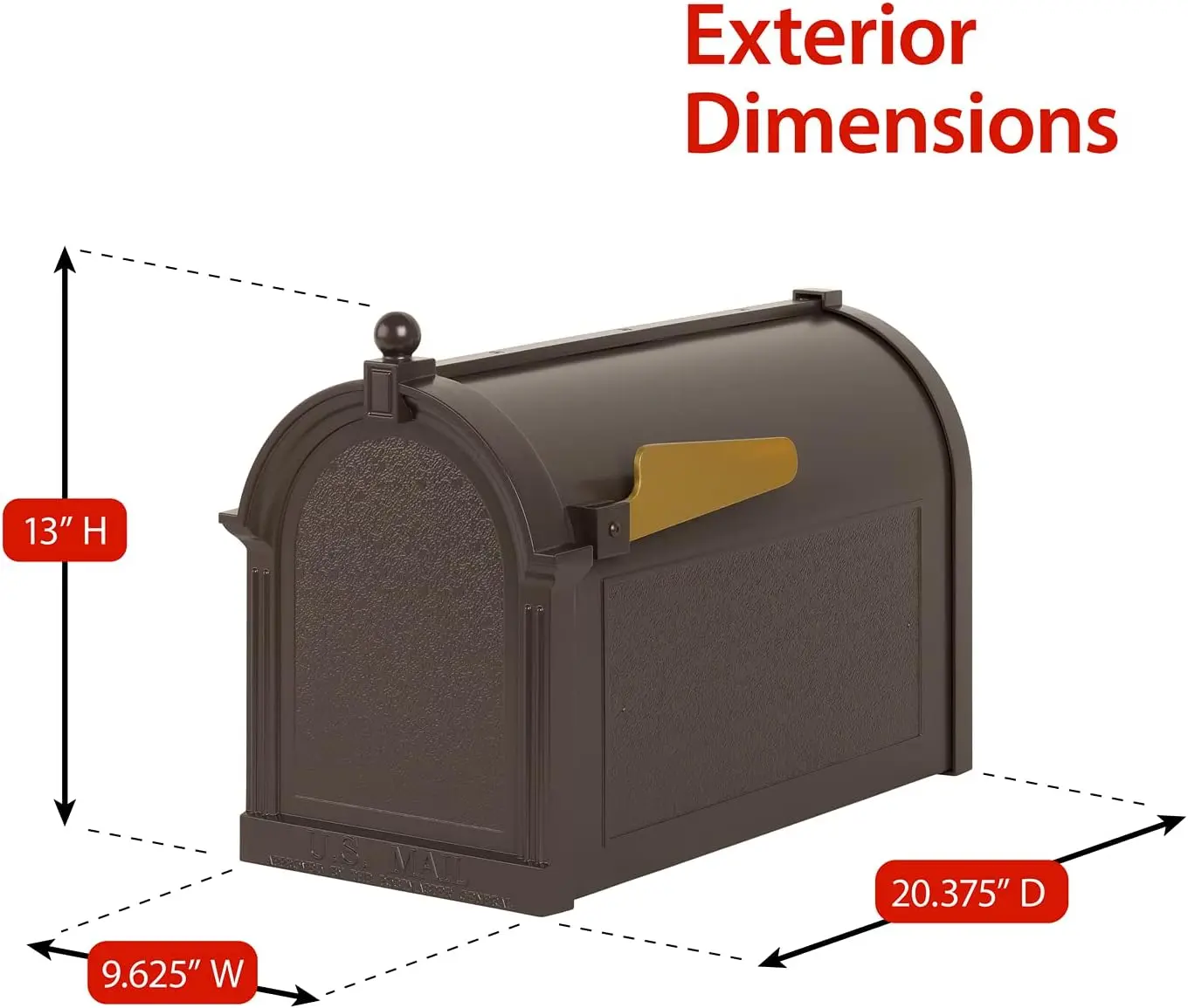 حزمة صندوق بريد فاخر على جانب الشارع، برونزية، كبيرة جدًا، 70727