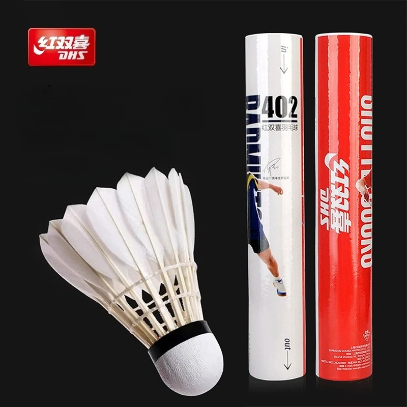 DHS Red Double Happiness Badminton Shuttlecock Clubs Training Racquet Sport Badminton Feather Shuttlecock Durable Badminton Ball