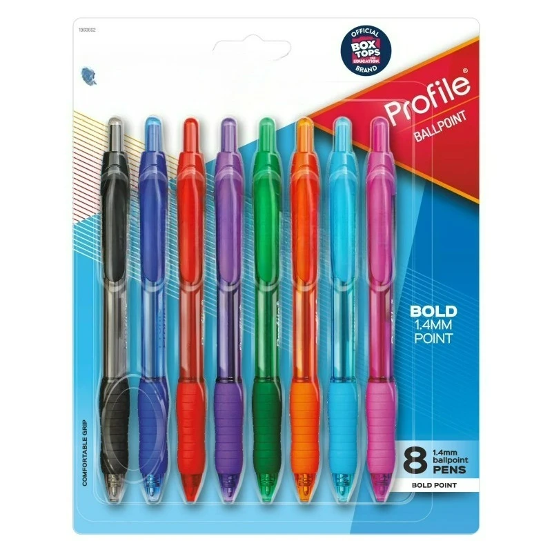 

Profile Ballpoint Pen, Retractable, Bold 1.4 mm, Assorted Ink and Barrel Colors, 8/Pack