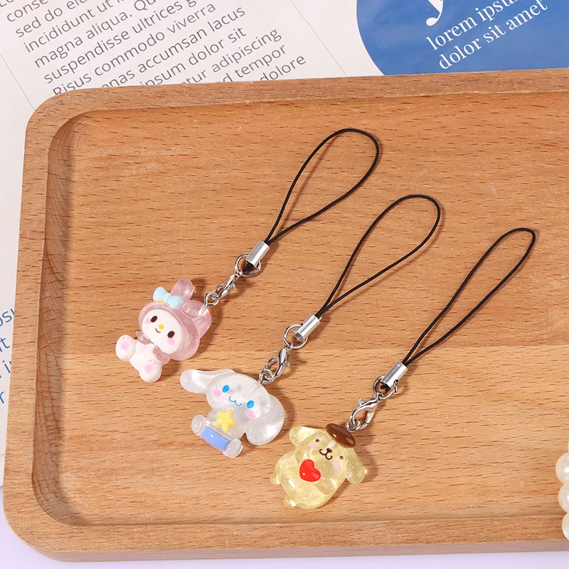 Sanrio Phone Pendant Melody Cinnamoroll Keychain Lanyard Kuromi Bag Charm Hello Kitty Hanging Rope Decoration