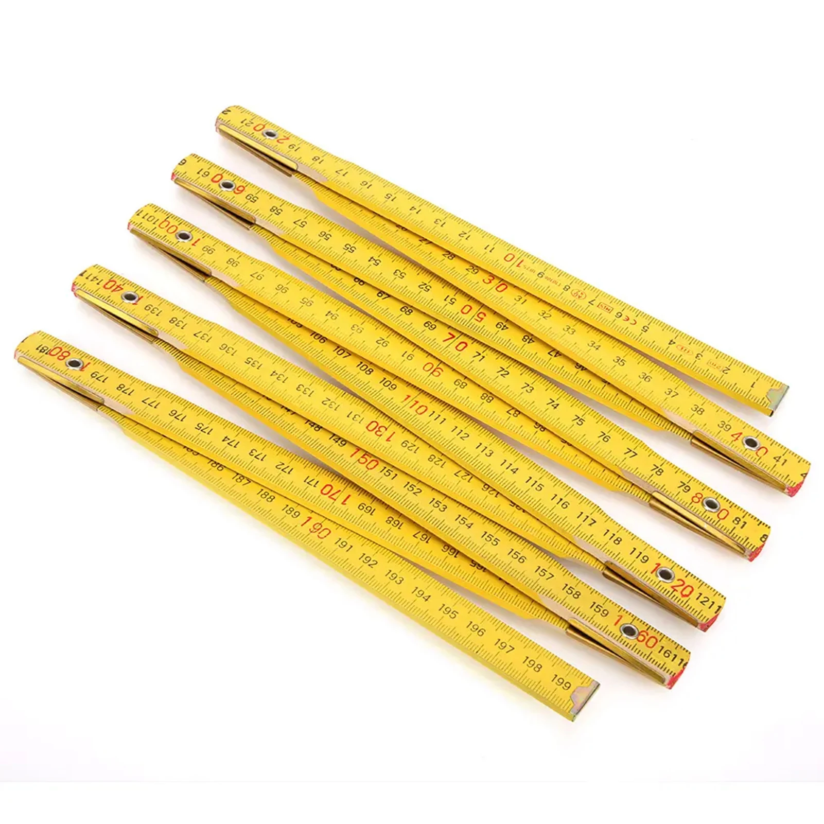 2M Folding Ruler Wooden Carpenter Measure Tool Inch Metric Double Sided Scale Wood Ruler Meter Measure For Drawing Teaching