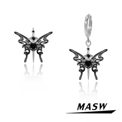 MASW Original Design Popular Cool Style Black Butterfly Earrings For Girl Women Party Gift Modern Jewelry 2024 New Trend