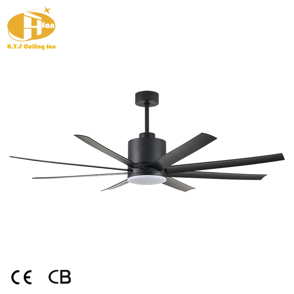 Factory Direct 72-Inch LED Ceiling Fan with 8 Blades and 55W Black Iron Lamp Body BLDC Remote Control with Light