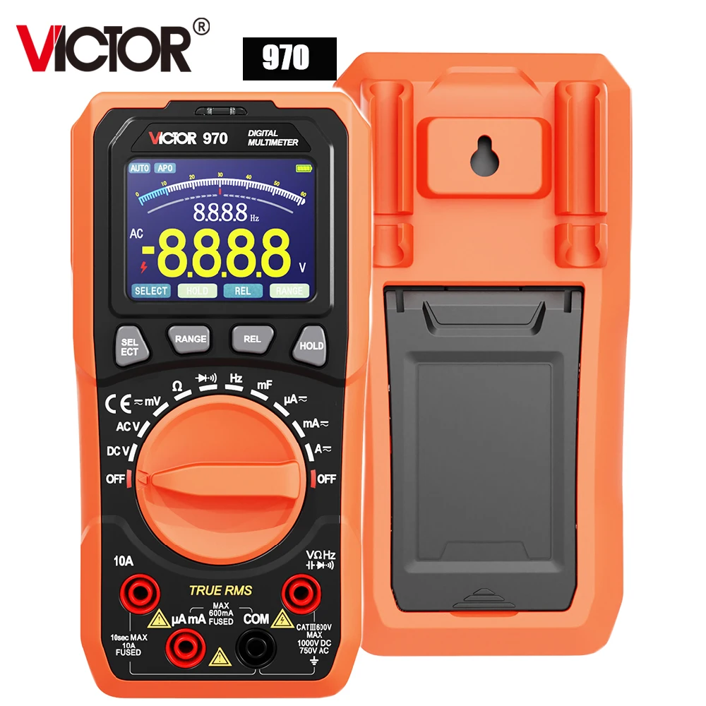 VICTOR Rechageable Multimeter 2000mAh Lithium Battery Type-C 6000Cts 2.4-IN Color Screen Electric Tester T-RMS Voltage Meter