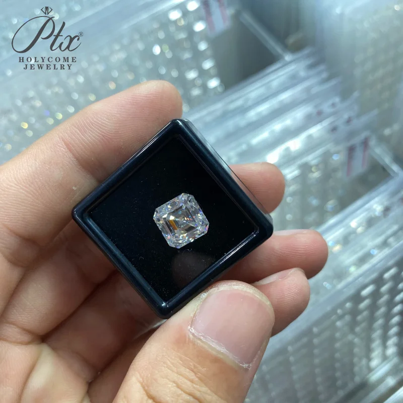 Gema de Moissanita Suelta con Corte Asscher, D VVS1, Piedra Pulida, Materia Prima para Joyería DIY, Pasa la Prueba del Diamante con Certificado GRA Válido