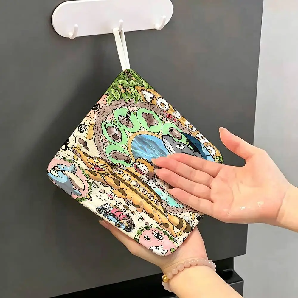 My N-Neighbor T-TotoroS CARTOON Hanging Style Hand Wiping Towel, Polyester Cotton, Anti-fade for Indoor Kitchen Living Room