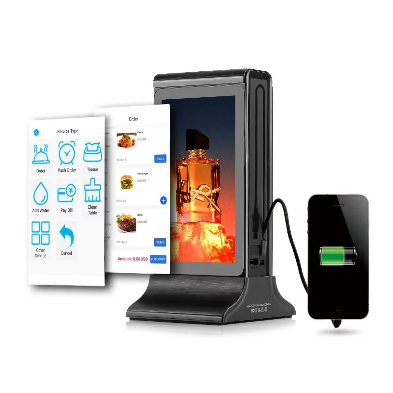 

New Battery Powered Android WiFi CMS Remote Control Desktop Digital Food & Beverage Menu Advertising Display Tablet Player
