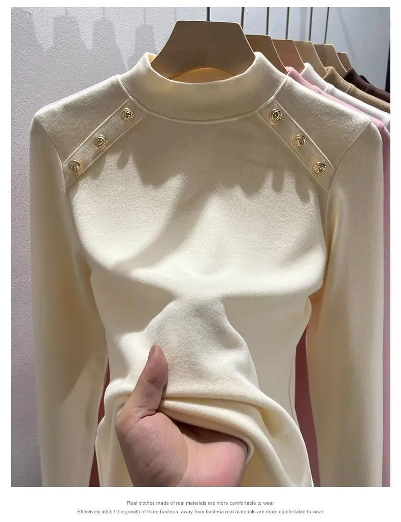 Half High Neck Double-sided Pullover Top For Autumn And Winter, Thick And Fashionable Versatile Top For Women