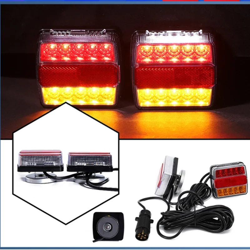 

Новые автомобильные пластиковые задние фонари 16LED, двухцветный комплект для грузовиков с магнитами, красно-желтые, для прицепов