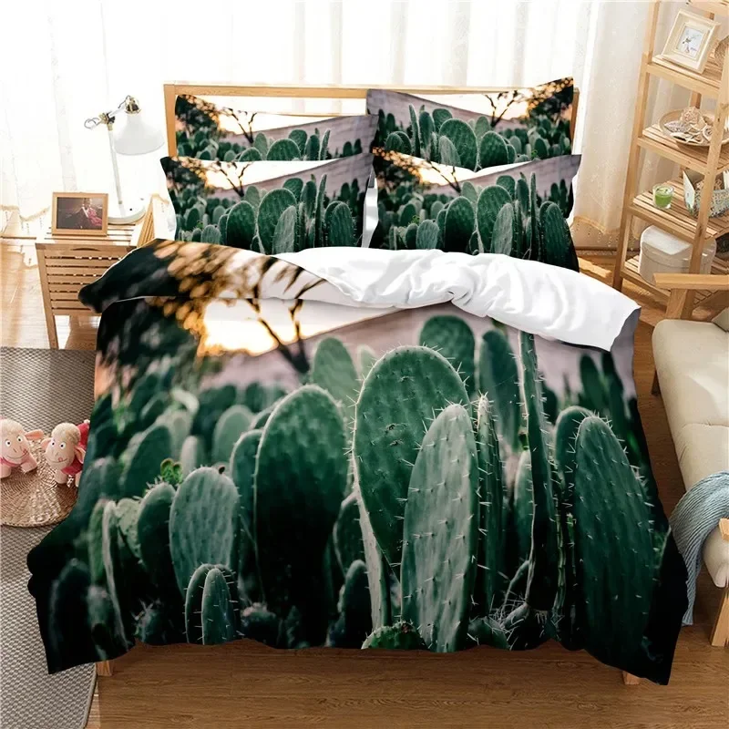 Beautiful Flower Duvet Cover Set 3D Print Daisy Cactus Rose Comforter Set King Queen for Boys Girls Teens Polyester Bedding Set