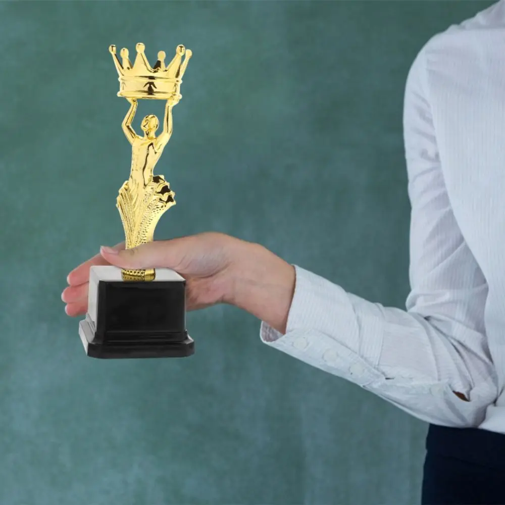 Golden Award Trophy Crown Football Small Gold Statue Plastic Singing Dancing Competition Reward Prize Cup