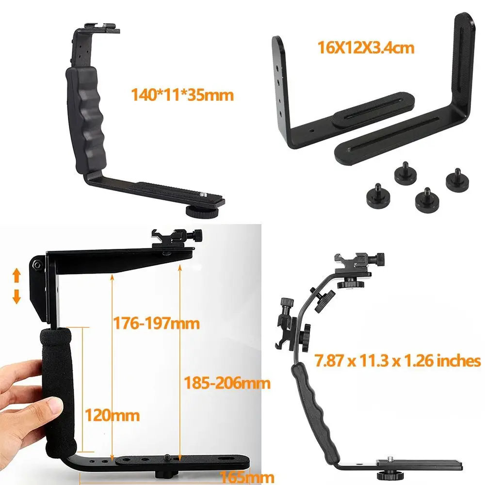 อลูมิเนียมอัลลอยด์กล้องแฟลชยึดขาตั้งกล้องสกรูรูปตัว L วงเล็บแสงแฟลชใช้งานง่ายทนทาน