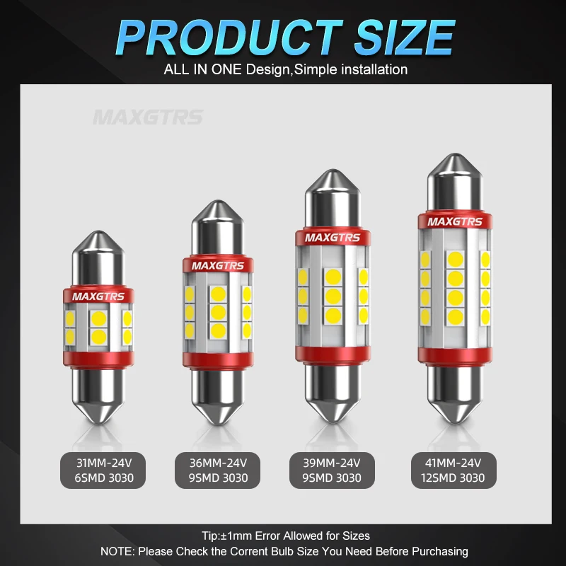 5x 24V C5w Led bulb CANBUS Festoon C10w Dome Lamp Reading Lamp Car Interior License Plate Light 3030 Chip Warm White Ice Blue