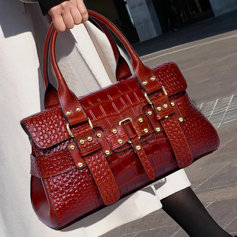 

New Cowhide Leather Crocodile Pattern Women Bag Fashion Luxury Handbag Women Bags Designer Famous Brand High Quality Female Bag