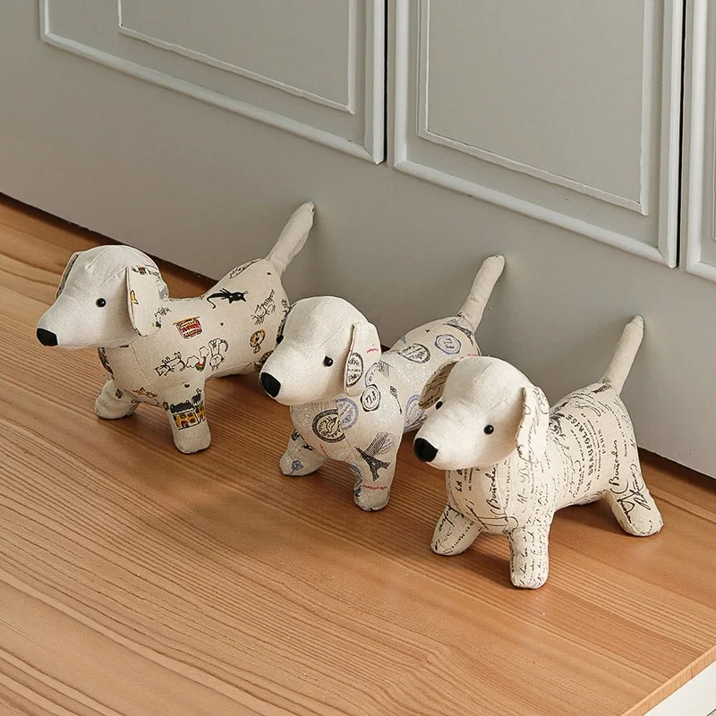 Linen Animal Door Stop Fabric Anti Collision Door Stopper Decorative Sandbag Weighted Door Holder Home Office Desktop Ornament