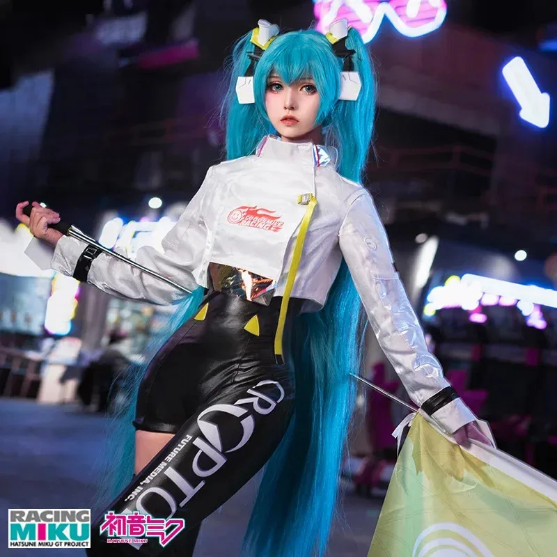 Sky06 VOCALOID 2022 disfraz de Cosplay de MIKU de carreras VOCALOID Cos GT Project trajes de carreras de Cosplay disfraz de Miku con peluca de Cosplay 66liU y