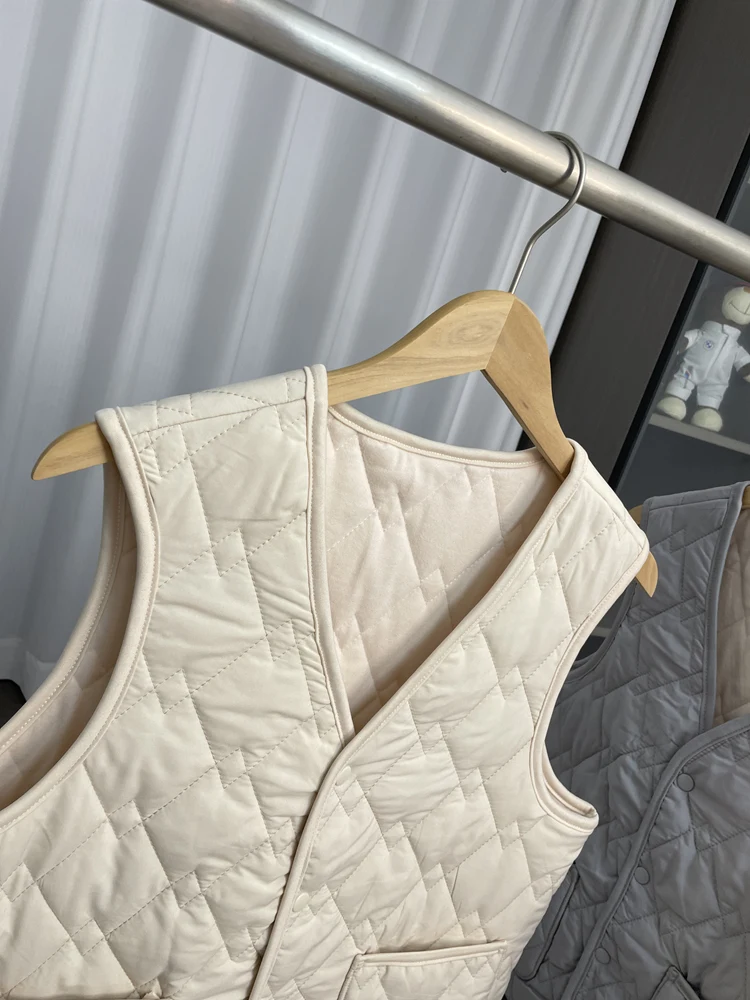 

Couples Sle Mixed Wool Blend Men's Autumn Winter Basic Versatile Windproof Warm Vest Youth Trendy Stand Fit V-Ne Casual