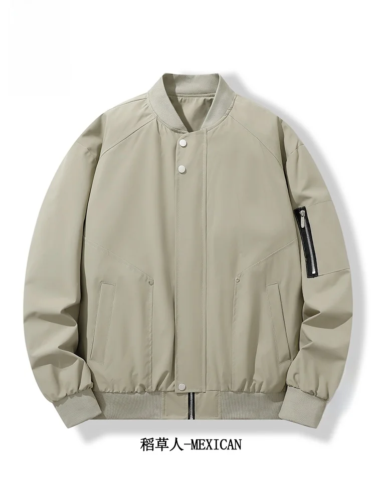 

Loose Breathable Men's Baseball Jaet Faionable American Sle Spring Autumn Outerwear Versatile Casual Loose Fit Coat