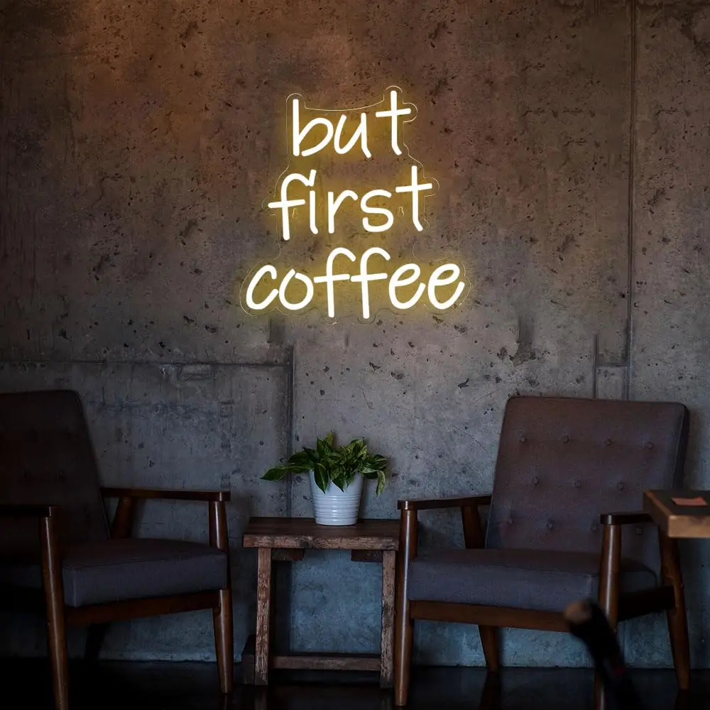 But First Coffee Neon Sign Coffee Bar Neon Sign Led Coffee Accessories  Light Up for Wall Decor Coffee Shop For Wall Decor