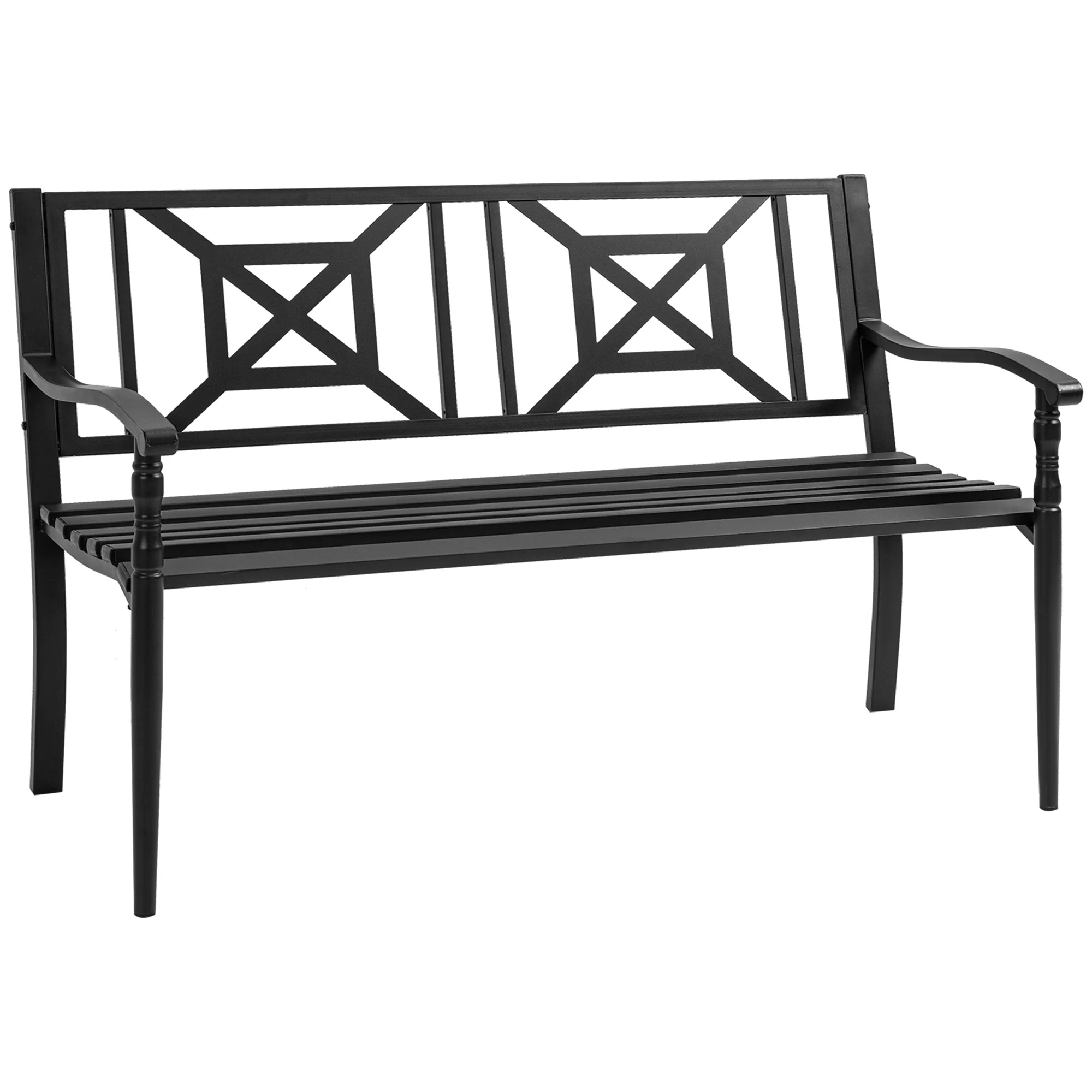 Outsunny 2seater garden bench outdoor steel armrest and decorative backrest load 280kg 128x62,5x81,5cm