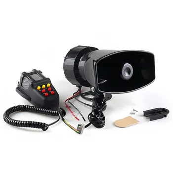차량용 비상 경보 경적 소리, 7 가지 유형의 음향 효과, 12V, 24V, 100W 마이크, PA 스피커 시스템, 비상 앰프
