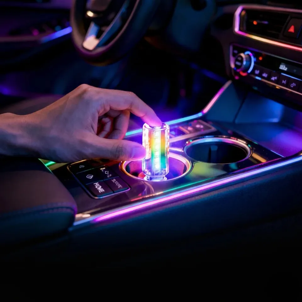 RGB LED 앰비언트 라이트 13가지 모드 플러그 앤 플레이 USB 차량 내부 액세서리 장식 선물 아이디어 터치 스위치 멀티컬러 액센트 램프