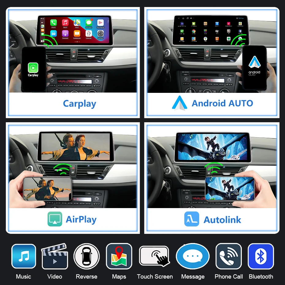 Sistema Linux 2 DIN, Android Auto Inalámbrico, Radio para Auto con Pantalla Táctil de 13 Pulgadas, Estéreo para BMW X1 E84 2009-2015 CIC iDrive, Bluetooth, Autoradio, Navegación, Airplay, Autolink, Reproductor Multimedia, Unidad Principal, GPS, 4G, BT 6