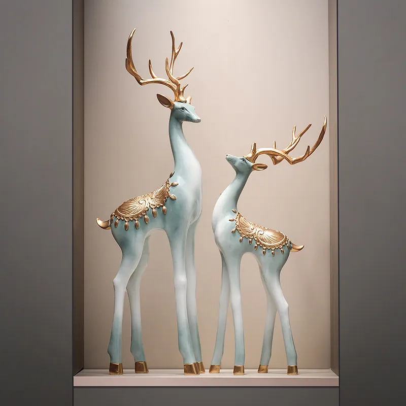 Large Floor‑Standing Deer Ornament Art Sculpture for Niche Entryway Living Room TV Cabinet Indoor Outdoor Home Decoration