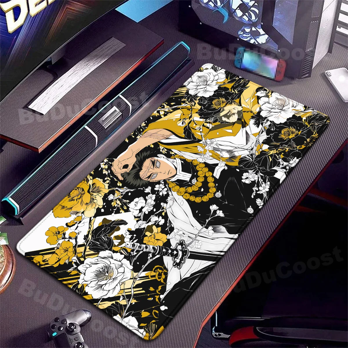 Anime Demon Slayer Himejima Gyomei коврик для мыши Computer Office Gaming Accessories Non-slip Tapis De Souris Lock Edge Deskmat