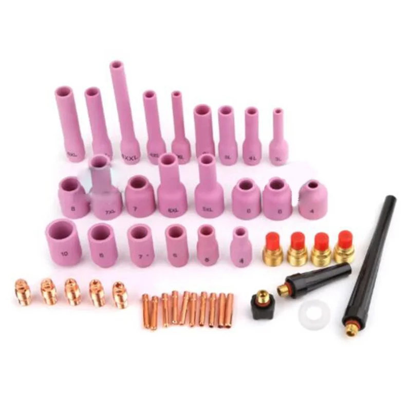 46Pcs TIG 가스 렌즈 콜레트 바디 TIG 용접 토치 SR WP9 20 25 TIG 용접 토치 도구 세트 용 모듬 크기 키트