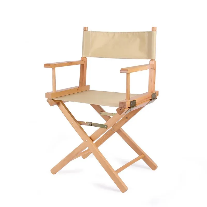 Outdoor Portable Relax Camping Director Chair Solid Wood Foldable Canvas Chair Bar Counter Chair Chair Backrest Leisure Chair