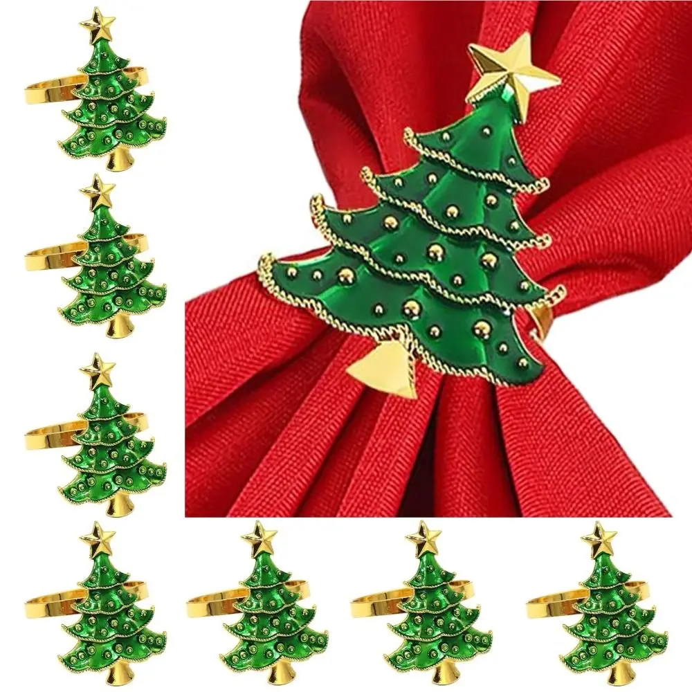 Creative Christmas Tree Napkin Ring Metal Green Tree Napkin Buckle Party Supplies