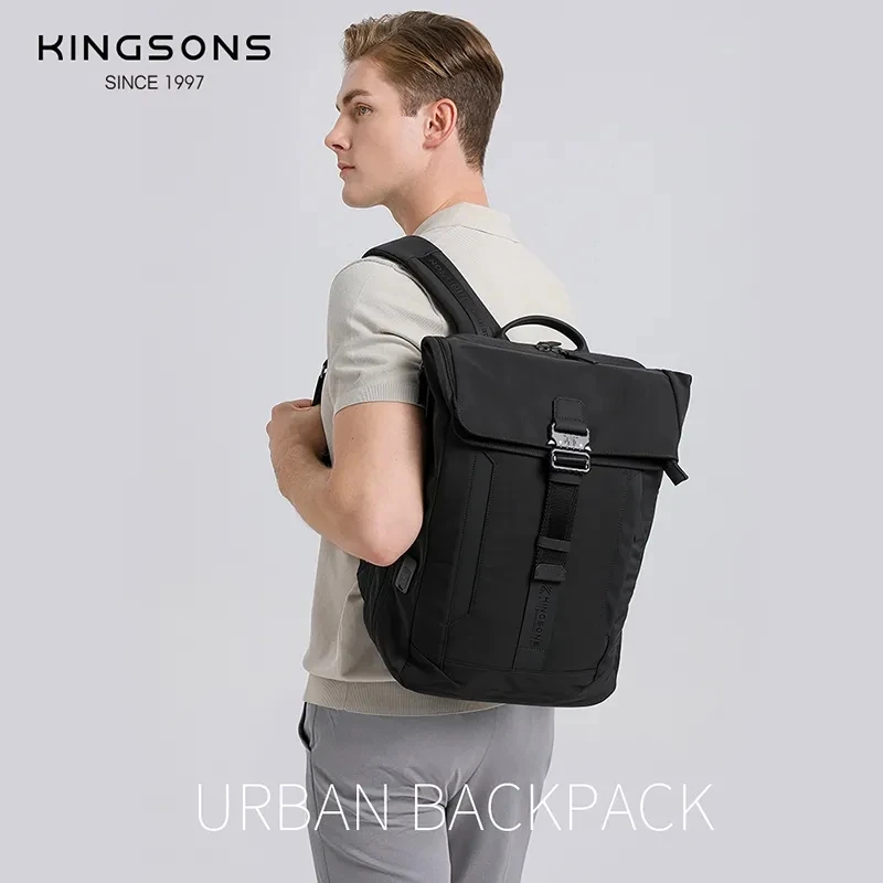 Kingsons Urban Style Backpack For Men 15.6 inch Laptop Business Travel Backpack W Usb Charging Port Waterproof Wear-resistant