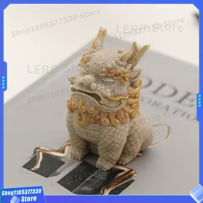 Chinese Style Pixiu Desktop Ornament Sand and Stone Attract Wealth Feng Shui Home Decor Lucky Statue for Office Table Gift