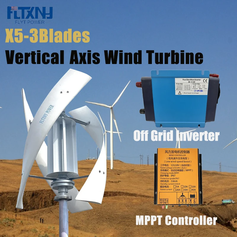 

High Quality Wind Turbine Generator 20000W 25000W Vertical Axis Windmill With MPPT Hybrid Controller Inverter For Home Use