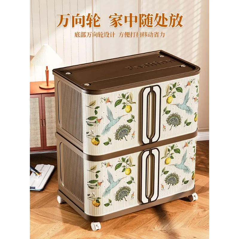 Medieval storage cabinet household new folding clothes quilt locker large capacity with pulley chest of drawers snack cabinet