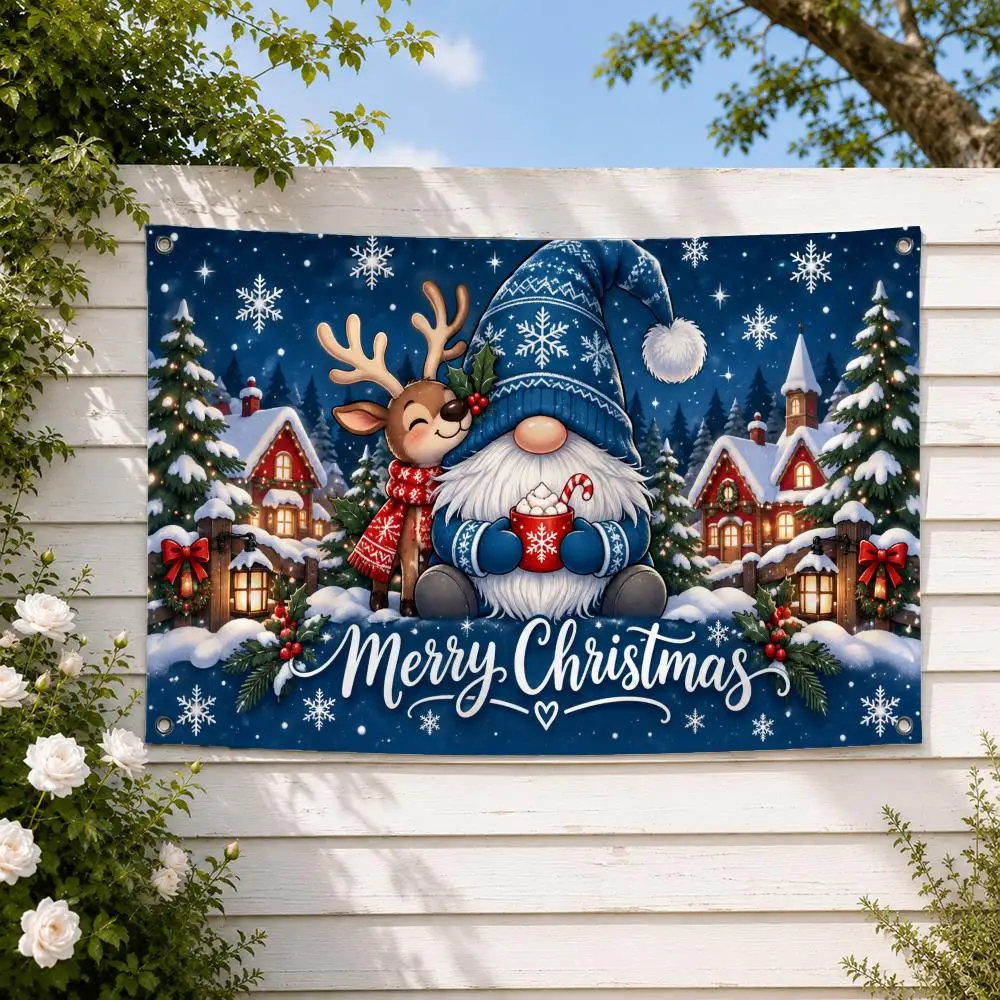 Merry Christmas Gnome Flags decor flag banner,wall hanging flag,indoor outdoor wall decor,yard garden porch patio