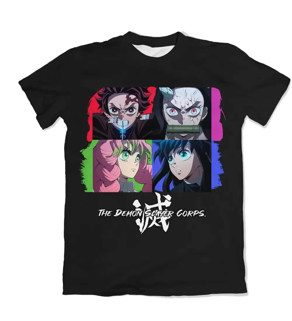 Anime # Demon Slayer # Summer New Collection, Same Size, Loose Fashion Role Playing Short Sleeve T-shirt for Men and Women