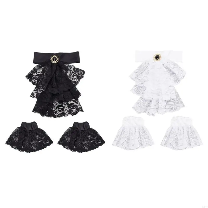 

Y3NE викторианский колье с рюшами, воротник, декоративные манжеты на запястья, косплей, средневековый косплей