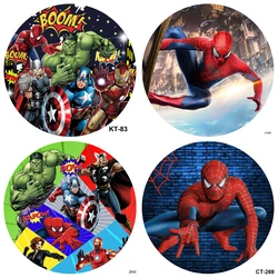 The Avengers Smile Hero SpidSuffolk Round Background for Boys, Studio Booth Props, Circle Backdrop Covers, Elastic, Birthday Party