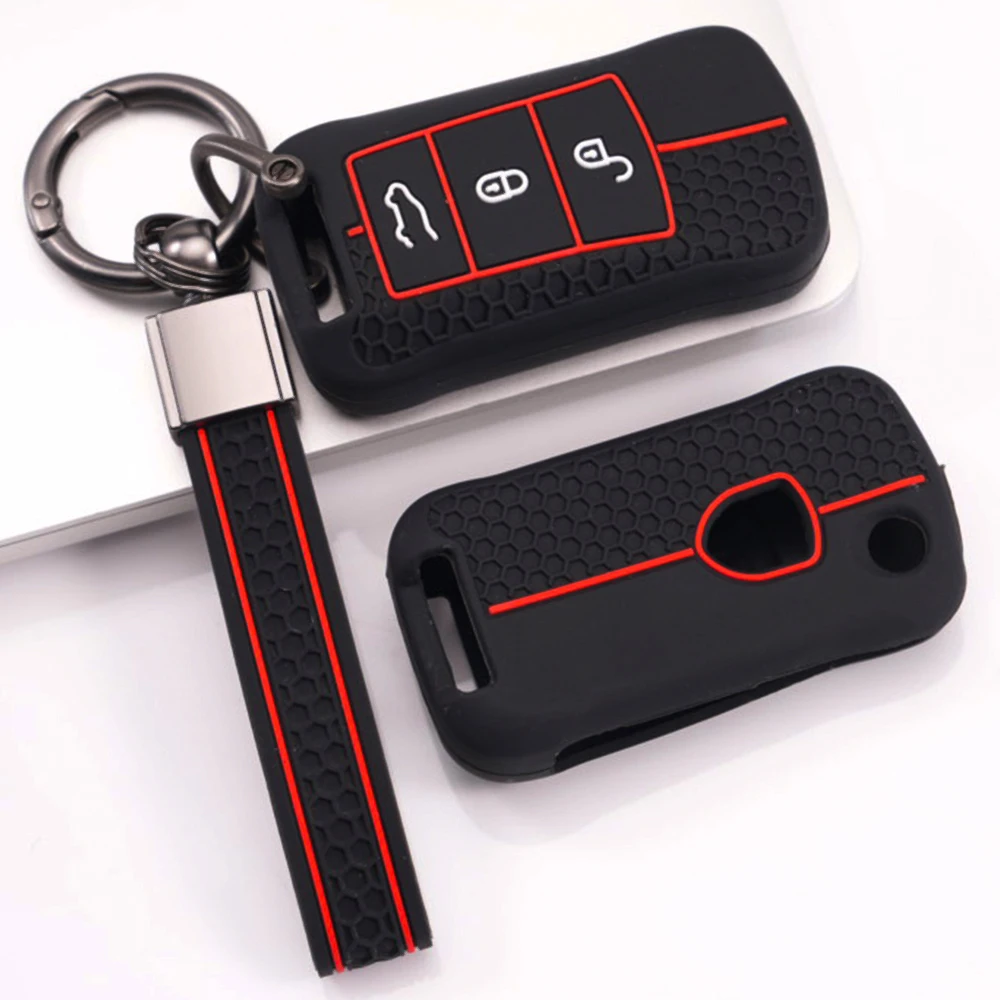 Protective Key Cover With Keychain For Porsche 911 911 GT3 Cayenne Macan Panamera Cayman Boxster 718 Taycan Carrera Exact Fit
