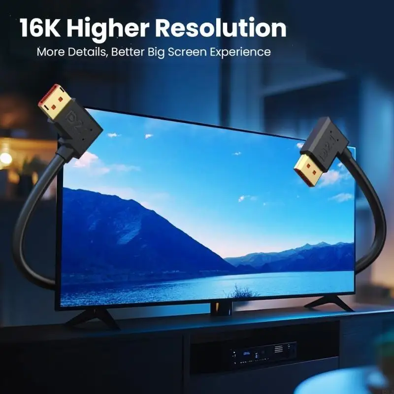 2025 New 16K DisplayPort 2.1 يدعم الكبل عرض النطاق الترددي العالي قدره 52 جيجابت في الثانية 16 كيلو بايت@30 هرتز و 8K@240Hz