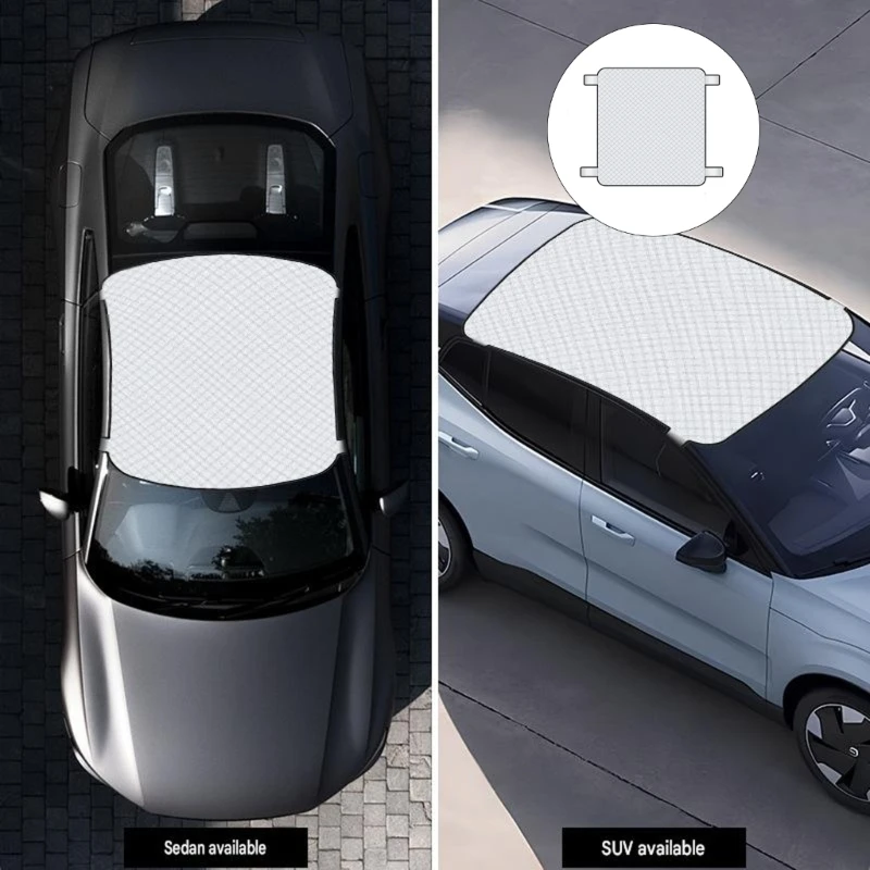 Clip-On Roof Panoramic Glass Cover with Reflective Quilted Panel for Hot Weather Parking and Daily Car Sunroof Use D7YA