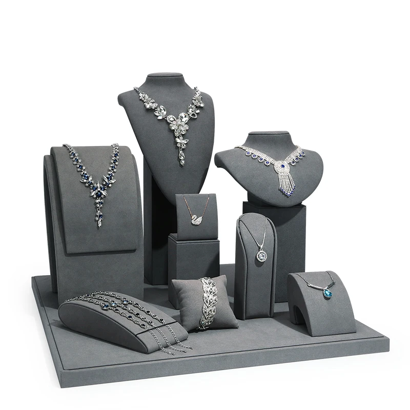 Custom. Jinsky Jewelry Display Packaging Metal Jewelry Displays full Set For Cabinets Window velvet display stands