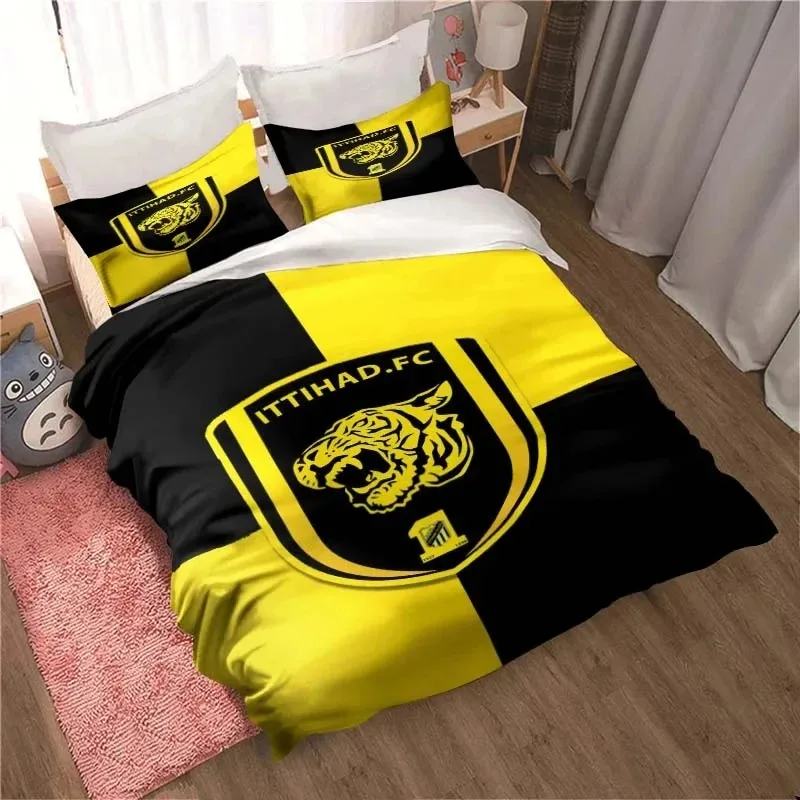 

Al-Ittihad Club Jeddah Football Saudi Arabia Bedding Set Cute Duvet Cover Bed Cover with Pillowcase Custom