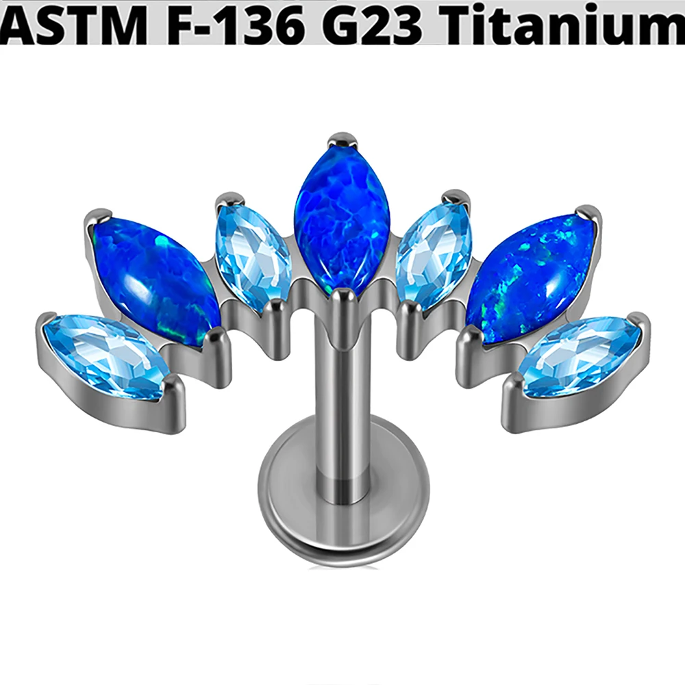 G23 Titanium Marquis Zircon Labret Lip Ring