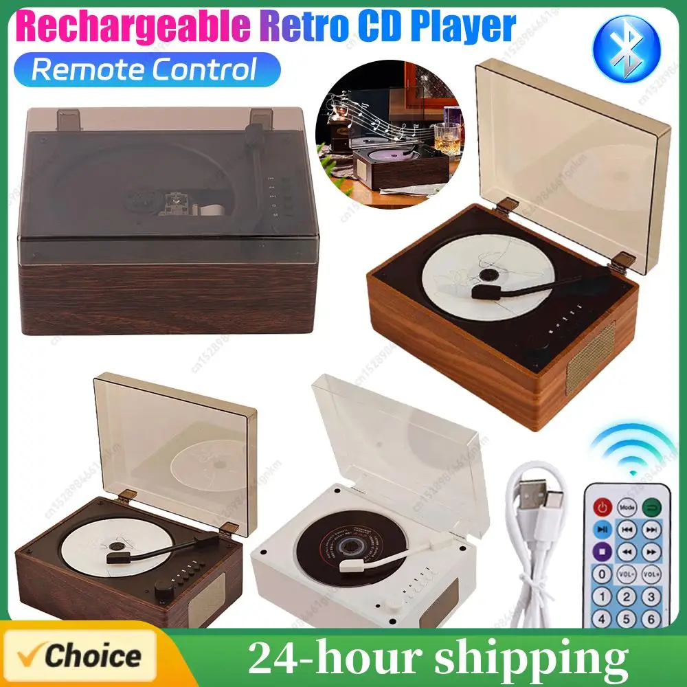 مشغل موسيقى بلوتوث 5.0 قابل لإعادة الشحن مع جهاز تحكم عن بعد يدعم CD USB 3.5 مللي متر AUX مشغل موسيقى محمول سطح المكتب CD ديكور المنزل #1